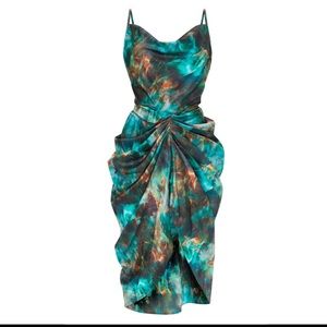 Cowl Neck Strappy Midi Dress with Split